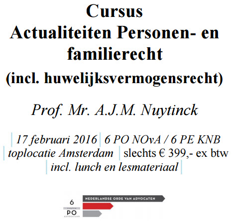 cursus actualiteiten personen- en familierecht, huwelijksvermogensrecht