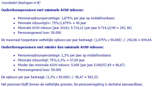 voorbeeld pensioenberekening, pensioentoezegging